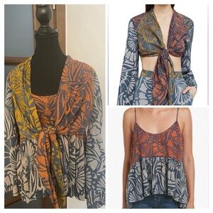 BCBG MaxAzria silk and cotton blend tank with coverup tie top.
